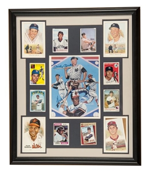 Baseballs Triple Crown Winners Framed Photo Display Signed By Mantle, Williams, Yastrzemski and Robinson